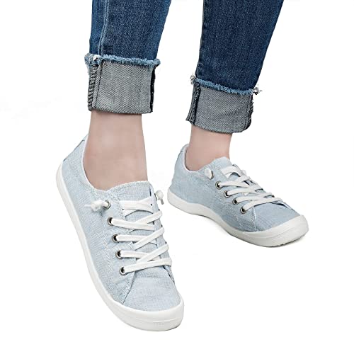 Image of Hxlber Women's Low Top Sneaker - Round Toe Comfort Casual Canvas Shoes Fashion Sneakers for Walking for Women