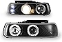 Headlights Fit for 1999-2002 Chevy Silverado, 2000-2006 Suburban/ Tahoe (Black/Clear) 2PCS AUTOWIKI