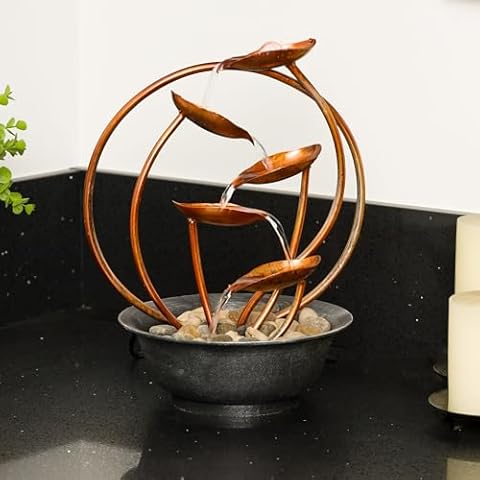 Alpine Tabletop Fountain with Leaf Design Cover