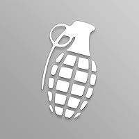 Vista 2 de KCD3379 - Calcomanía de vinilo de granada de mano para automóviles, camiones, ventanas, parachoques, paredes, laptops, 5 pulgadas, color blanco sin