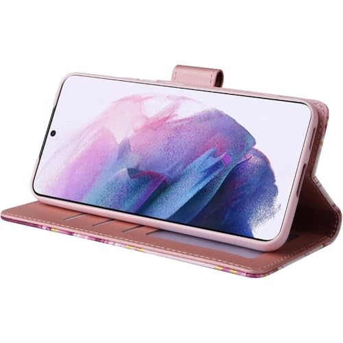 Image of ClickCase for Samsung Galaxy M36 5G Marble Series Faux Leather Back Case Card Holder Wallet with Magnetic Closure Flip Cover for Samsung Galaxy M36 5G (Pink White)