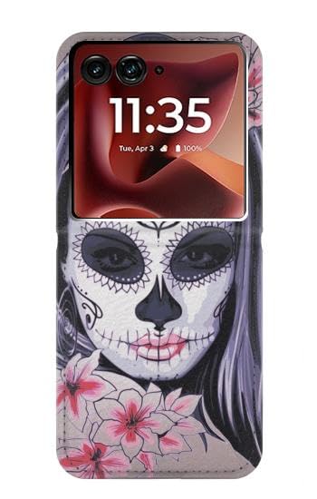 Etui cuir Motorola Razr 70 Ultra et housse de protection Sugar Skull