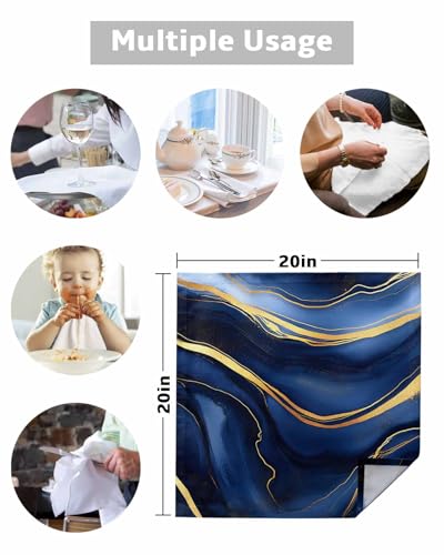 Servilletas de Tela Azul Navy Mármol Set 6 20x20 in miniatura 7