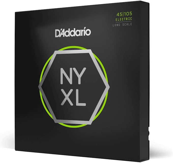 Bass Guitar Strings - NYXL Bass Strings - NYXL45105 - Unrivaled Strength, Tuning Stability, Enhanced Response - For 4 String Bass Guitars - 45-105 Regular Light Top/Medium Bottom, Long Scale