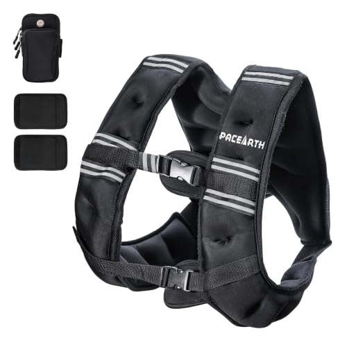Image of PACEARTH Weighted Vest,6lb /8lb /10lb /12lb /16lb /20lb /25lb /30lb Weight Vest with Reflective Stripe, Body Weight Vests for Women, Men, Weight Loss Workout, Strength Training, Running, Walking, Jogging