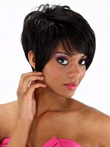 Vivica Moore Wig Color P27/30/33 Fox Wigs 3" Short With Angled Pointed Sides Heat Friendly New Futura Synthetic Pure Stretch Capless African American Black Womens Bundle Maxwigs Hairloss Booklet #TOP6