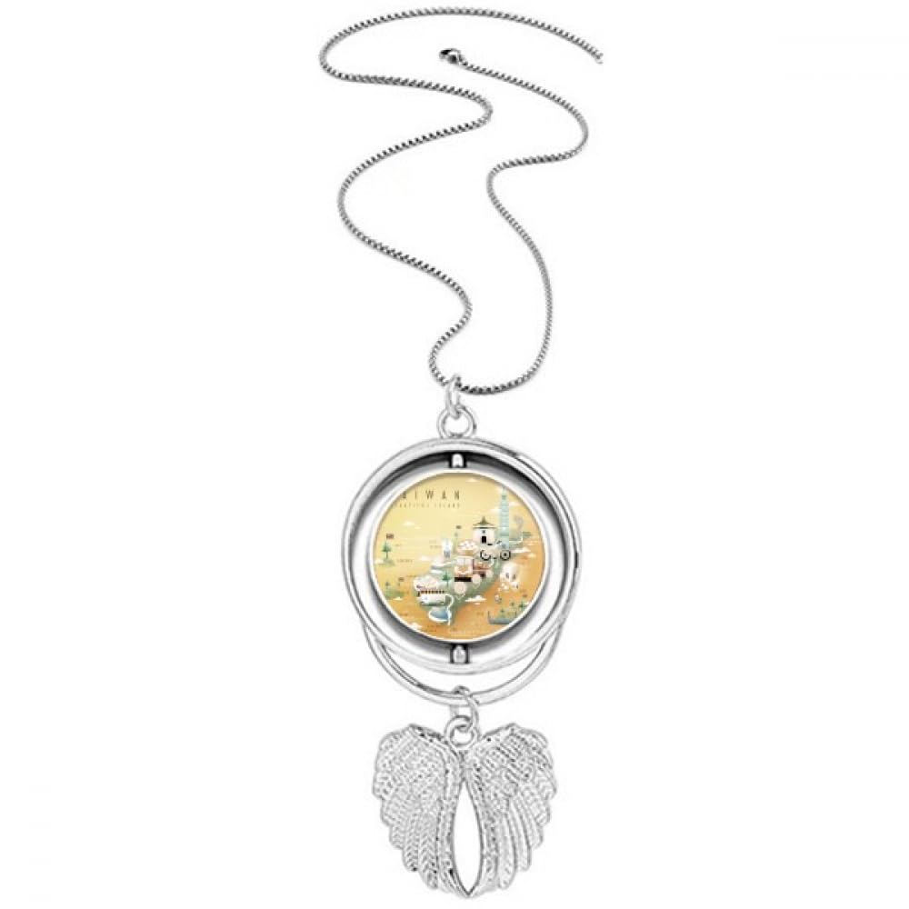 Collier avec pendentif en forme d'ailes d'ange Islead Taiwan ciselé
