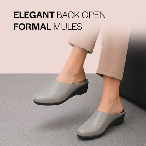 Image of FAUSTO Women Formal Back Open Platform Wedge Heel Slip‑On Mule Shoes | Stylish Office Footwear | Comfortable Fashion Shoes