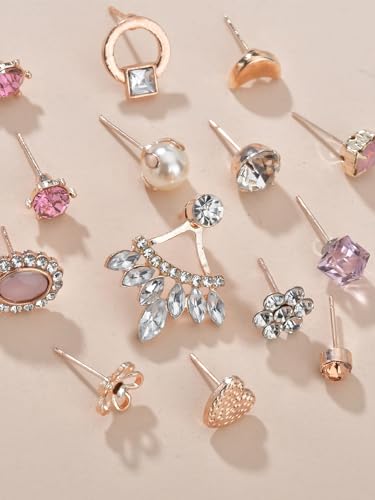 Image of Shining Diva Fashion 30 Pairs Combo Set Stylish Crystal Pearl Earrings for Women and Girls