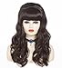 Rugelyss Long Wavy Blonde Wig with Bang Big Bouffant Beehive Wigs for Women fits 80s Costume or Halloween Party (dark brown 6#)