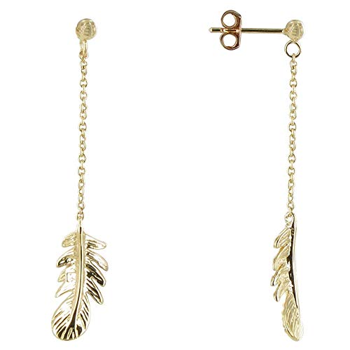 LES POULETTES BIJOUX - Boucles d'Oreilles Plaqué Or Plume d'Oiseau