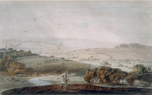 Tableau Turner un agriculteur semant une vallée fluviale déco 60x90