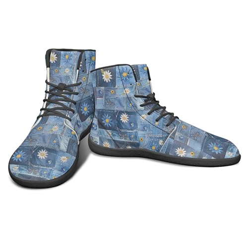 Personalized Print Sneakers for Men Women PU Leather High Top Barefoot Shoes2