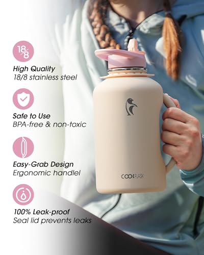 Image of Coolflask 64 oz Water Jug with Handle, Half Gallon Insulated Water Bottle