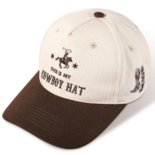 Image of JaGely Two Tone Western Cowboy /Cowgirl Trucker Hat for Women Men Gift Vintage Embroidered Country Baseball Cap
