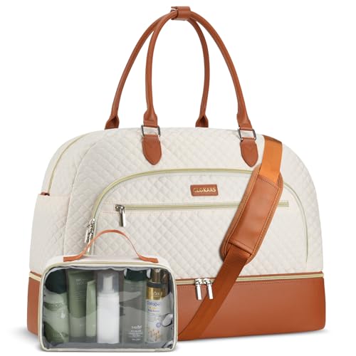 Travel Duffle Overnight Weekender Bags for Women Toiletry Bag - Beige