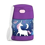 THERMOS FUNTAINER Insulated Food Jar, 10 Ounce, Kid Friendly Food Jar with Foldable Spoon, Space Unicorn