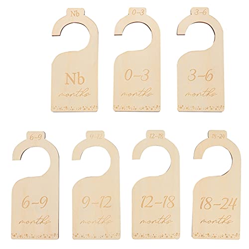 Image of Toddmomy 7pcs Clothes Size Dividers Rectangular Wooden Baby Closet Organizers Hanging Closet Dividers for Home Closet Cloth Store