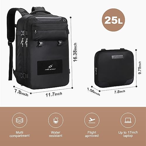 Image of Maelstrom Travel Backpack for Women Men,25L Laptop Backpack Fits 15.6-Inch Laptop,Waterproof Carry On Backpack for Airplanes with Detachable Crossbody Bag & Shoe Compartment (Black, Medium)