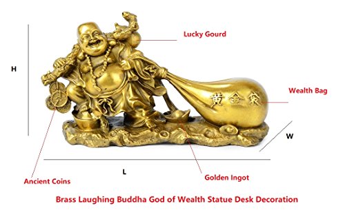 Estatua Feng Shui Buda Risueño de Latón para Decoración miniatura 4