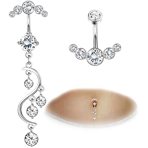 FIASASO 14G Crystal Belly Button Ring Cover