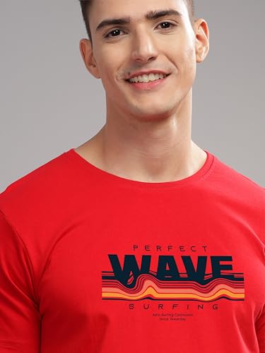 Image of ADRO Mens Printed T Shirt | The Super Soft Tshirt in India| Pure Cotton Lycra Breathable Fabric| 4 Way Stretch smart tech Fabric| Round Neck T-Shirt (Also in Plus Size) RN25-ST-WAVE-NB