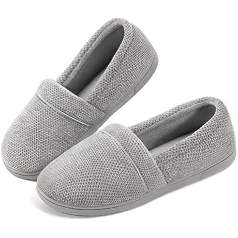 ULTRAIDEAS Women's Cozy Memory Foam Slippers, Women's slippers lightweight Chenille House Shoes with Indoor Anti-Skid Rubber Sole,Grey,6 uk Cover