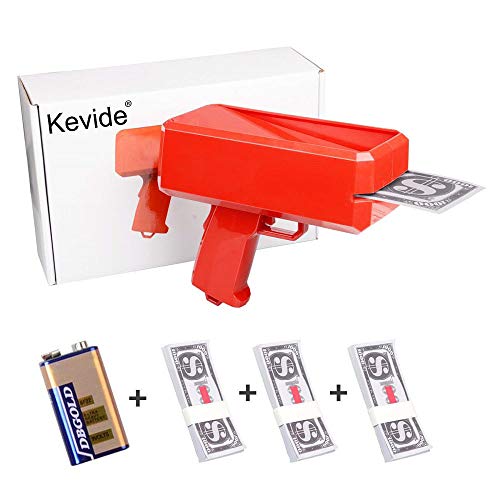 Kevide Make It Rain Red Gun, Super Gun,spray gun, Interesting Party Game Props, Red (300 Prop Money)