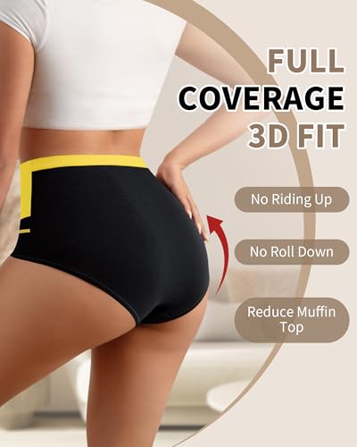 Women's Cotton Underwear Tummy Control High Waisted Panties Stretch Comfortable Full Coverage Breathable Briefs 4/5 Pack4