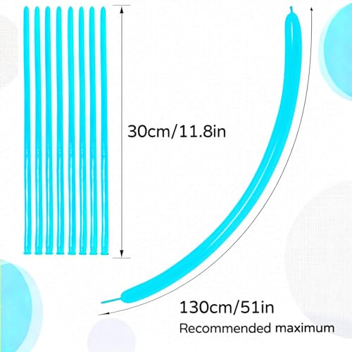 Image of 260 Teal Blue Long Balloons for Balloon Garland Thickening Skinny Latex Twisting Animals Modeling Christmas Birthday Wedding Party Festival Decorations 100pcs