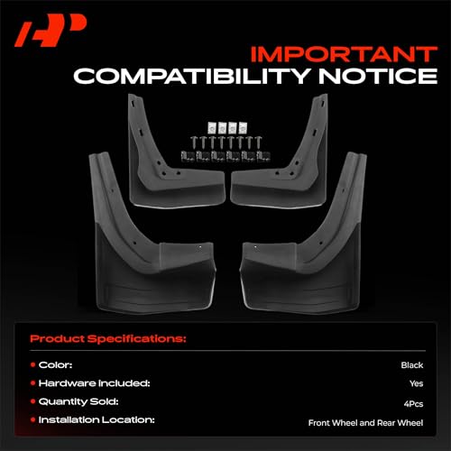 Image of A-Premium Mud Flaps, No Drilling Required Splash Guards with Accessories | Compatible with Mercedes-Benz X166 GLS450 /GLS550 4Matic 2015-2019 Sport Utility, Set of 4 Front and Rear