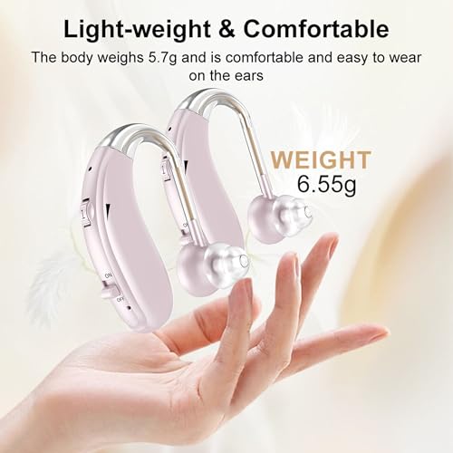Image of Fastwell F27-2 Unit For Both Ear Rechargeable Hearing Aids for Adults with Hearing Loss, Mild To Moderate, Noise Reduction Ear Machine, (Rose Gold-Pair) 1-Year Warranty