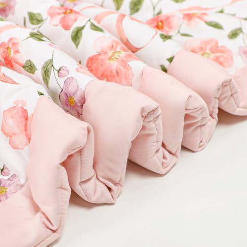 Image of TANOFAR 4 Piece Floral Crib Bedding Set for Girls Soft & Comfort