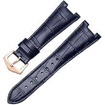 Genuine Leather Watch Band for Patek Philippe 5711 5712G Nautilus Watchs Men and Women Special Notch Watch Strap 25mm*12mm Color Blue-Rosegold, Size Black-Gold