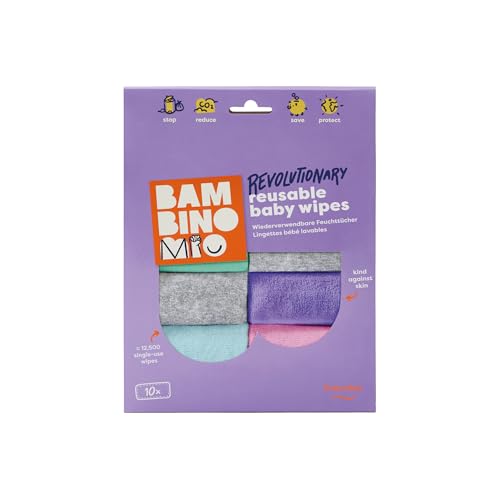 Bambino Mio, Lingettes Bébé Lavables, Ultra Doux et Sans Produit Chimique, Lot De 10, Nuage -...
