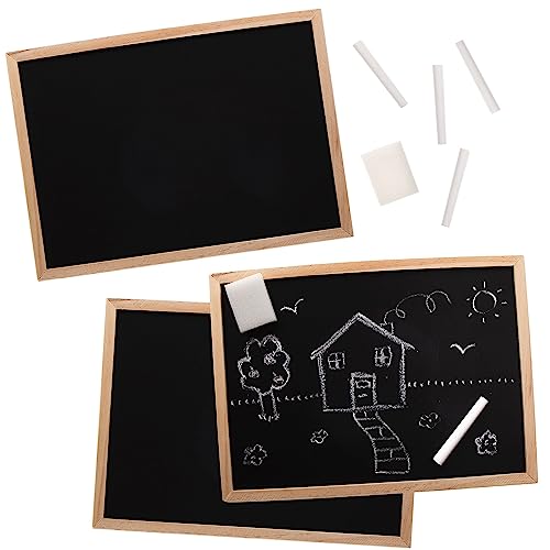 Baker Ross AX378 Large Wooden Blackboard Sets - Pack of 3 Chalk Boards for Childrens Drawing Homework Classroom Weddings or Signage