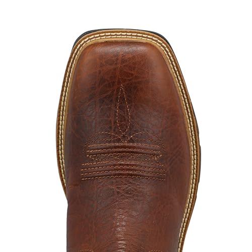 Image of Twisted X Men's 12 inch Western Work Boot, Square Toe with CellStretch, Rustic Brown & Lion Tan, 8.5 EE