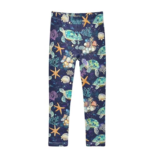 Turtle Girls' Leggings Toddler Doodles Starfish Kids Yoga Pants Dance Active Tights 4T