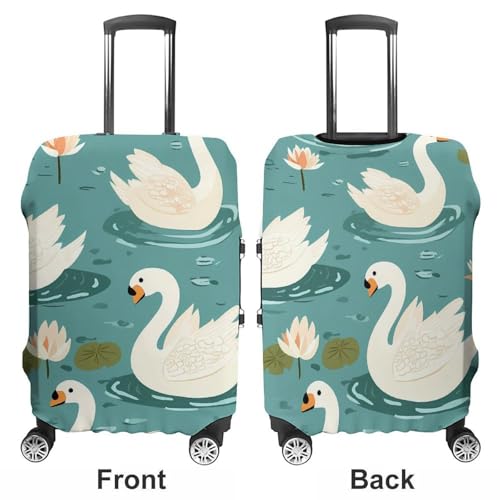 Ponds Swans Water Lilies Luggage Covers Washable Travel Suitcase Cover Elastic Baggage Protector3