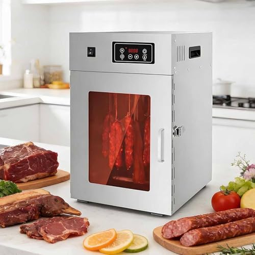 Stainless Steel Food Dehydrator 800W, Jerky Drying Cabinet with 14 Hanging Rods, Adjustable 86-194°F Temp Control, Ideal for Biltong, Beef & Chicken Drying
