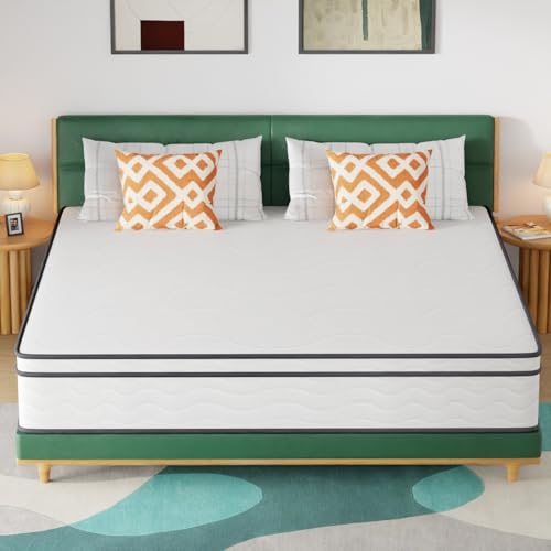 Image of FDW 12 Inch King Mattress,Hybrid Mattress Memory Foam & Innerspring, Premium Foam Mattress,Pressure Relief,CertiPUR-US Certified,Medium Firm,White