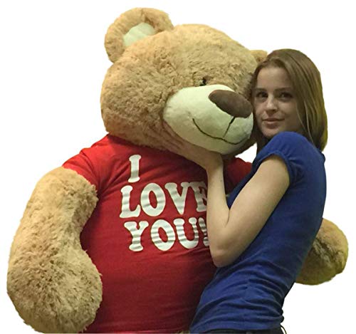 Big Plush Giant Teddy Bear With I Love You T-Shirt - Huge 5-Foot Plush Teddybear - Stuffed Animal - Loving Gift - Oso De Peluche - Cute Oversized Plushie - Jumbo Bear To Show You Care #TOP4