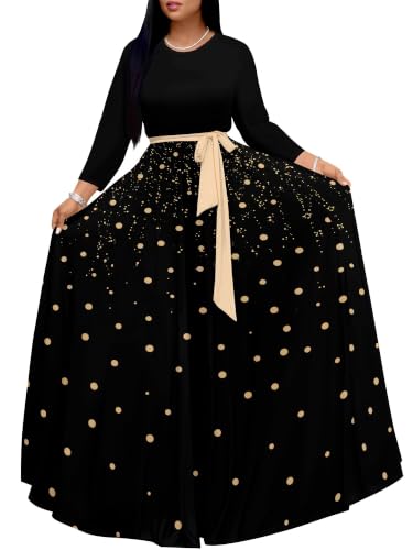 Image of Plus Size Maxi Dress for Women V Neck 3 /4 Sleeve Wrap Dress