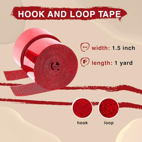 Image of 1.5 inch x 1 Yards Red Wide Hook and Loop with Self Adhesive Tape Strong Sticky Back Roll Nylon Heavy Duty Strips Excellent Grip Fabric Softener for Home Office School Car Craft Organizer