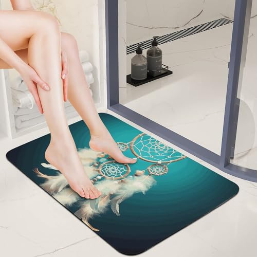 Tapis absorbant l'eau antidérapant attrape-rêves plume de sol 60x40 cm - 3
