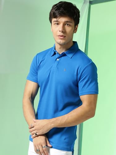 Image of Men's Solid Polo Collar Casual T-Shirt with Pocket | Cotton Polo Collar Half Sleeves Solid T-Shirt | Slim Fit Polos