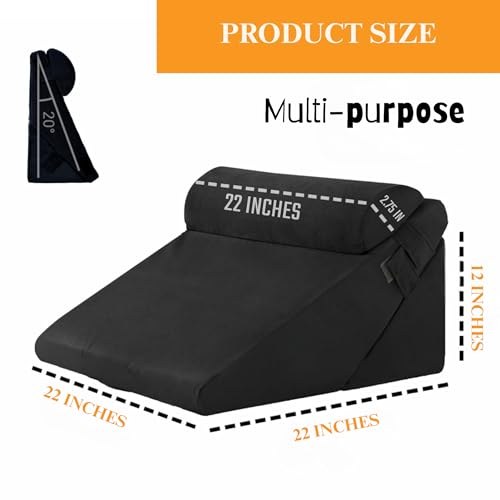 Image of CUSHIO Lap Desk & Wedge Combo for Laptops, Study and Reading | Memory Foam Adjustable Wedge with Headrest for Back Support & Lap Desk Pillow-Gaming & Reading Pillow (Black)