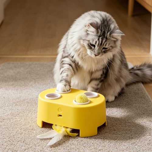 Jouet interactif pour chat électrique et automatique avec plumes