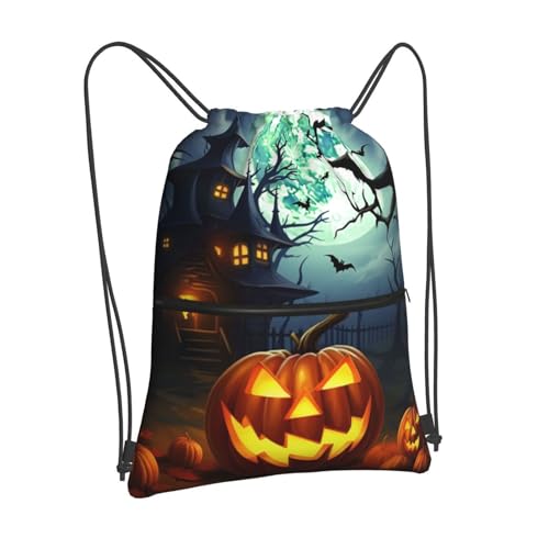 Drawstring Backpack Waterproof Draw String Bag Gym Drawstring Bags Pumpkin Halloween Swim Bag for Men Women2