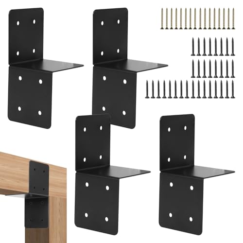 Rasugarlary 4 PCS Joist Anchor Connector Fit for 4x4 4×6 Wood Posts, Heavy Duty Joist Hangers Carbon Steel Mounting Brackets Support Bracket for Roofing Trusses to Beam Connector